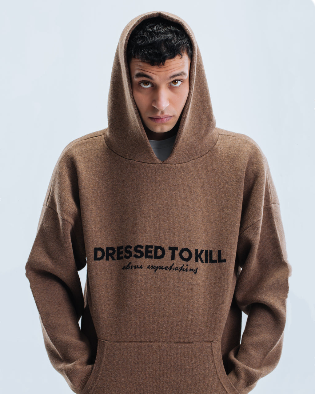 Knitted Hoodie - Brown